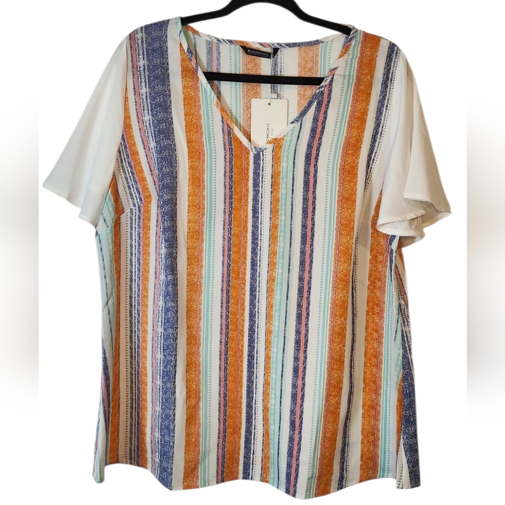 CLOSET CLEAROUT Bloomchic Striped Multicolor Women's Top Shirt Blouse Size 12
